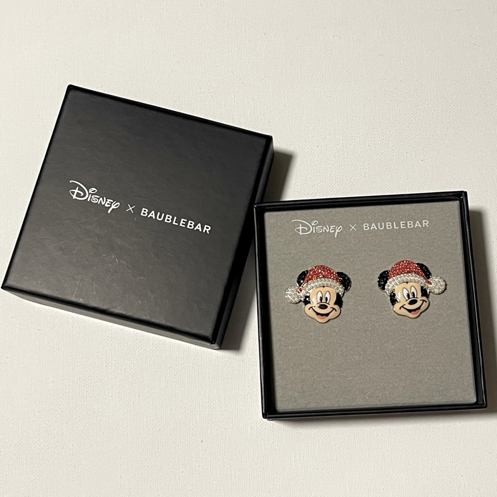 Baublebar x Disney Mickey Mouse Santa Christmas earrings New in box